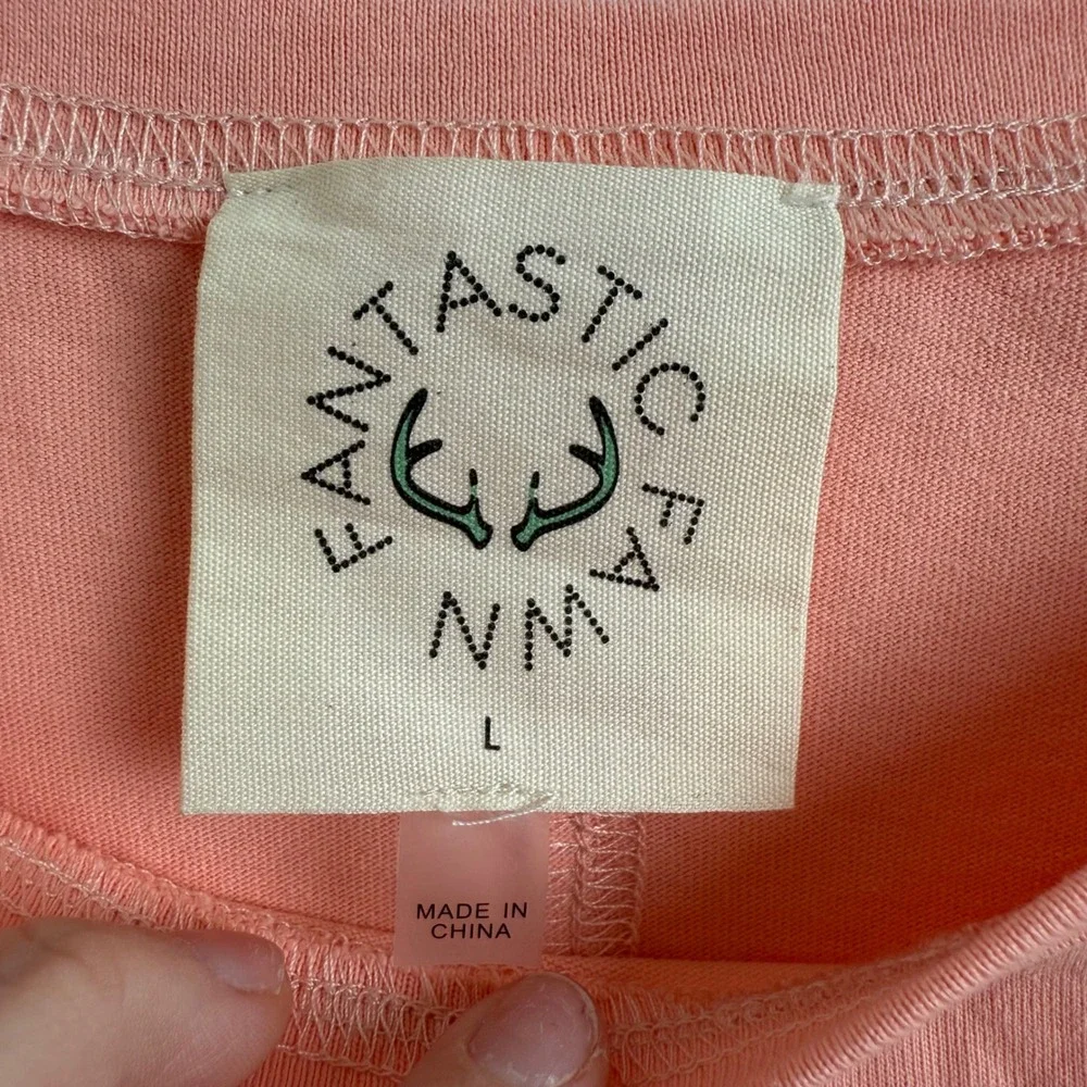 Fantastic Fawn Peach T Shirt Dress Womens Large Flip Flops Applique Summer Casua - Picture 2 of 5